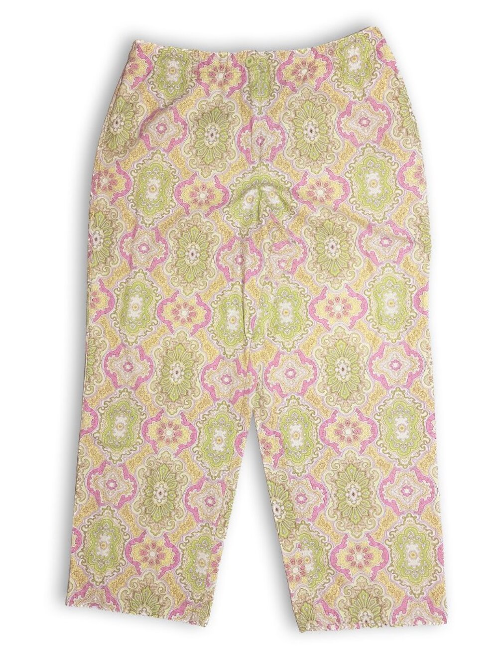 90's 2000's y2k Paisly Print Green and Pink Capri Pants